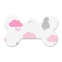 Raining Cats Dogs White Pink Cloud Rain Dog Tag Bone (Two Sides)