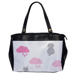 Raining Cats Dogs White Pink Cloud Rain Office Handbags