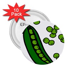 Peas Green Peanute Circle 2 25  Buttons (10 Pack) 