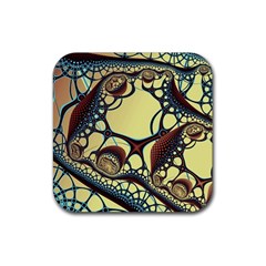 Labels Net Circle Brown Rubber Coaster (square) 