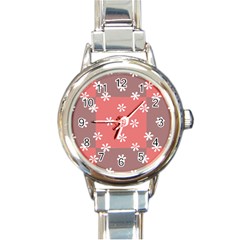 Seed Life Seamless Remix Flower Floral Red White Round Italian Charm Watch