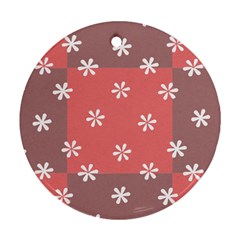 Seed Life Seamless Remix Flower Floral Red White Round Ornament (Two Sides)