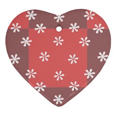 Seed Life Seamless Remix Flower Floral Red White Heart Ornament (Two Sides)