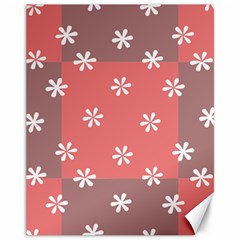 Seed Life Seamless Remix Flower Floral Red White Canvas 11  x 14  