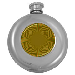 Stripy Starburst Effect Light Orange Green Line Round Hip Flask (5 Oz) by Mariart