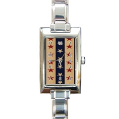 Stars Stripes Grey Blue Rectangle Italian Charm Watch