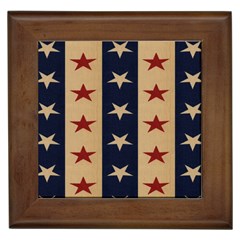 Stars Stripes Grey Blue Framed Tiles by Mariart