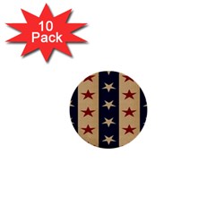 Stars Stripes Grey Blue 1  Mini Buttons (10 Pack) 