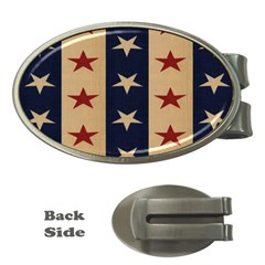 Stars Stripes Grey Blue Money Clips (oval)  by Mariart