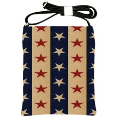 Stars Stripes Grey Blue Shoulder Sling Bags by Mariart