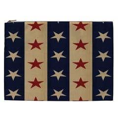 Stars Stripes Grey Blue Cosmetic Bag (xxl)  by Mariart