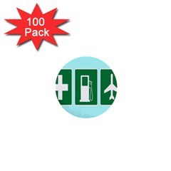 Traffic Signs Hospitals, Airplanes, Petrol Stations 1  Mini Buttons (100 Pack)  by Mariart