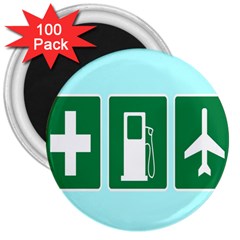 Traffic Signs Hospitals, Airplanes, Petrol Stations 3  Magnets (100 Pack)