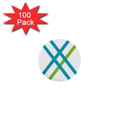 Symbol X Blue Green Sign 1  Mini Buttons (100 Pack)  by Mariart