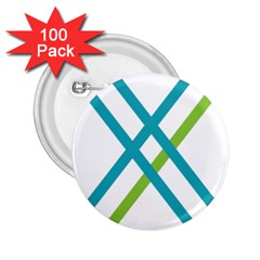 Symbol X Blue Green Sign 2 25  Buttons (100 Pack) 