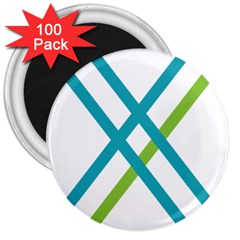 Symbol X Blue Green Sign 3  Magnets (100 Pack)