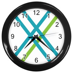 Symbol X Blue Green Sign Wall Clocks (black)