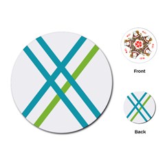 Symbol X Blue Green Sign Playing Cards (round)  by Mariart