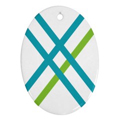 Symbol X Blue Green Sign Oval Ornament (two Sides)