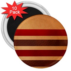 Vintage Striped Polka Dot Red Brown 3  Magnets (10 Pack) 
