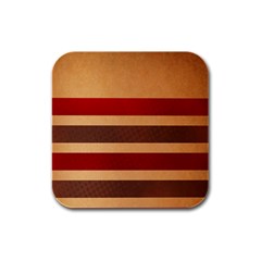 Vintage Striped Polka Dot Red Brown Rubber Square Coaster (4 Pack) 