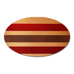 Vintage Striped Polka Dot Red Brown Oval Magnet