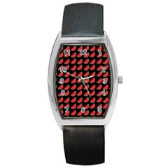 Watermelon Slice Red Black Fruite Barrel Style Metal Watch by Mariart