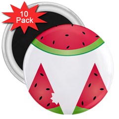 Watermelon Slice Red Green Fruite 3  Magnets (10 Pack) 