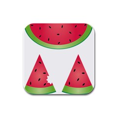 Watermelon Slice Red Green Fruite Rubber Square Coaster (4 Pack) 
