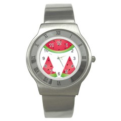 Watermelon Slice Red Green Fruite Stainless Steel Watch