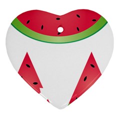 Watermelon Slice Red Green Fruite Heart Ornament (two Sides) by Mariart