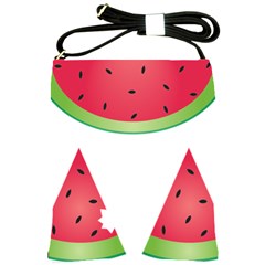 Watermelon Slice Red Green Fruite Shoulder Sling Bags by Mariart