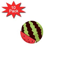 Watermelon Slice Red Green Fruite Circle 1  Mini Buttons (10 Pack) 