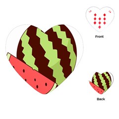 Watermelon Slice Red Green Fruite Circle Playing Cards (heart)  by Mariart