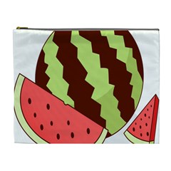 Watermelon Slice Red Green Fruite Circle Cosmetic Bag (xl)