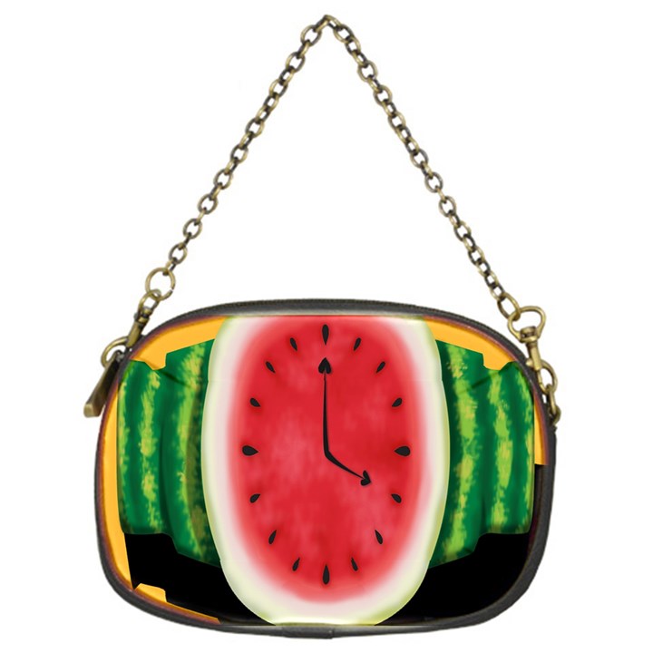 Watermelon Slice Red Orange Green Black Fruite Time Chain Purses (One Side) 