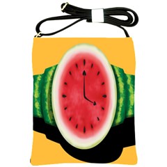 Watermelon Slice Red Orange Green Black Fruite Time Shoulder Sling Bags by Mariart