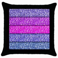 Violet Girly Glitter Pink Blue Throw Pillow Case (black) by Mariart