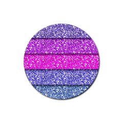 Violet Girly Glitter Pink Blue Rubber Round Coaster (4 Pack)  by Mariart