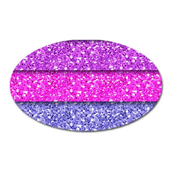 Violet Girly Glitter Pink Blue Oval Magnet