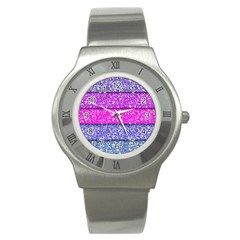 Violet Girly Glitter Pink Blue Stainless Steel Watch