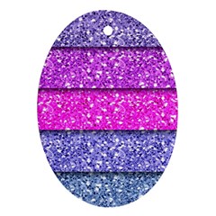 Violet Girly Glitter Pink Blue Oval Ornament (two Sides)