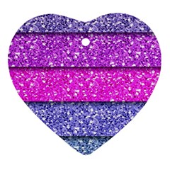 Violet Girly Glitter Pink Blue Heart Ornament (two Sides)
