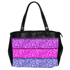 Violet Girly Glitter Pink Blue Office Handbags (2 Sides) 