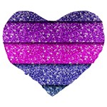 Violet Girly Glitter Pink Blue Large 19  Premium Heart Shape Cushions Back