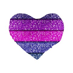 Violet Girly Glitter Pink Blue Standard 16  Premium Flano Heart Shape Cushions