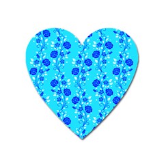 Vertical Floral Rose Flower Blue Heart Magnet by Mariart