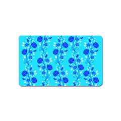 Vertical Floral Rose Flower Blue Magnet (name Card)