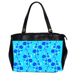 Vertical Floral Rose Flower Blue Office Handbags (2 Sides) 