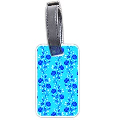 Vertical Floral Rose Flower Blue Luggage Tags (one Side)  by Mariart